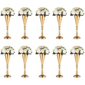 10 Pcs Gold Vase Wedding Centerpieces for Tables Centerpiece Table Decorations Metal Tall Artificial Flower Vases for Wedding Reception Party Birthday Event Home Decor