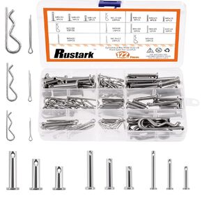122Pcs 15 Sizes 304 Stainless Steel Cotter Pin Clip Key Fastener Fitting Assortment Kit M1.5 M2 M3 Cotter Pin R Shaped Cotter Pins M4 M6 M8 Clevis Pins for Automotive Mechanics Repair