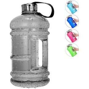 Half Gallon Big Water Bottle, 2.2L/73 OZ Large Leak Proof Sports Jug with Handle,Huge BPA Free PETG Plastic Wide Mouth Drinking Container Flask for Fitness Gym Biking Travel Outdoor Water Jug