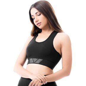 WYOX Sports Bra | Wirefree Padded Compression | Seamless Impact Yoga Athletic Racerback | Gym Exercise Activewear in Black