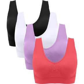 4 or 3 Pack Bras for Women Wireless Support Seamless Daily Tank Tops Mesh Bras with Removable Pads