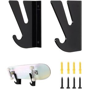 Skateboard Wall Mount, Skateboard Rack, Skateboard Holder, Easy to Install, Also Fit Longboards Skateboard, Bag, Etc Display Hooks at Home or Office Black 2pcs in Kuwait