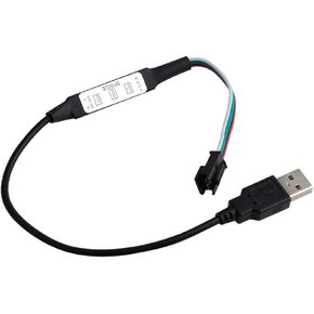 SP200E USB Controller SM2.54 3 Pin Interface DC5-24V 3 Keys for WS2811 WS2812 Addressable LED Light String RGB LED Strip Dimmer 2048 Pixels Controllable (Pack of 1pc)
