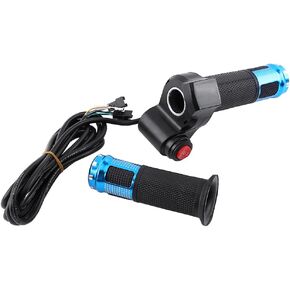 Keenso Ebike Throttle, Blue 3 Speed Twist Throttle Grips Effective Twist Throttle Ebike with LED Display Screen Handle for Electric Bike
