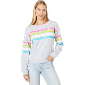 U.S. Polo Assn. Stripe Logo Pullover Crew Neck Sweatshirt Heather Light Grey XL