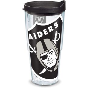 Tervis Made in USA Double Walled NFL Las Vegas Raiders Colossal Insulated Tumbler Cup Keeps Drinks Cold & Hot, 24oz, Classic - Black Lid