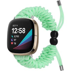 FitTurn Compatible with Fitbit versa 4/versa 3 & Sense/Sense 2 Band, Replacement Wristband Sports Braided Nylon Friendship Rope with Adjustable Outdoor Survival Weave Bohemia Bracelet Drawstring Clasp