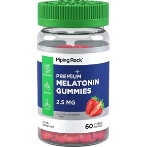 Piping Rock Melatonin Gummies 2.5 mg | 60 Count | Strawberry Flavor | Premium Supplement | Vegan, Non-GMO, Gluten Free