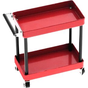 Zerone Tool Cart, 2 Tier Tools Storage Trolley Mobile Workshop Garage Repair RC Accessories for 1/8 1/10 1/12 1/16 Scale Model Big Large(Black)