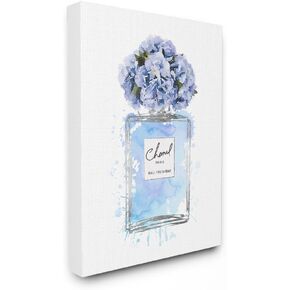 Stupell Industries Blue Flowers Perfume Bottle Watercolor Black Framed Wall Art, 11x14, Multicolor