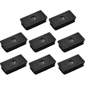uxcell 8Pcs Inserts for Rectangle Tubes with M8 Thread, for 1.57"x0.79" OD Rectangle Tube, Rectangle Black Plastic Plug Caster Insert Chair End Caps Furniture Leg Plug