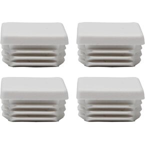 Tubing Caps 1-1/4" Square White Plastic Tubing Caps, Finishing Plug, Pipe Tubing End Cap, Durable Chair Glide Universal (4)