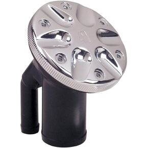 Perko 0590DPGCHR Polymer Vented Fill with Angled Neck for 1-1/2" Hose - Gas-Marked Chrome Cap, Silver grey
