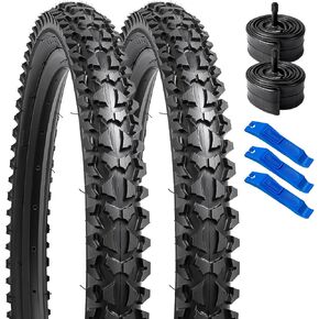 YUNSCM 2-PCS 20" Bike Tires 20x2.125/57-406 60TPI and 20" Bike Tubes with 2 Rim Strips Compatible with 20x2.10 20 x 2.125 20x2.20 Bike Bicycle Tires and Tubes (Y-1184)