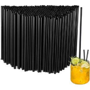 500Pcs Black Disposable Straws，5.12’’ Straight Straw,0.16‘’ Diameter, For Kitchen,Bar,Club,Drinks, Milk, Soda, Party, Whiskey (5.12‘’)