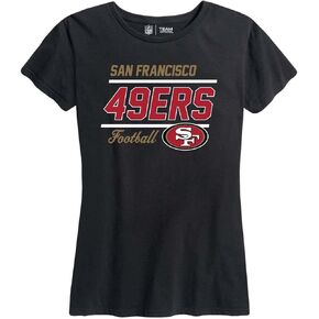 Team Fan Apparel NFL Gameday Women's Relaxed Fit T-shirt - Rib Neck Contour - Tagless Short Sleeve Tee - Stay Cool & Stylish (San Francisco 49ers - Black, Womens Medium)