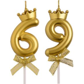 69th 96th Birthday Candles, White 96 69 Year Old Cake Topper Cute Number Birthday Candles, Birthday Party Decorations Gifts for Men Women
