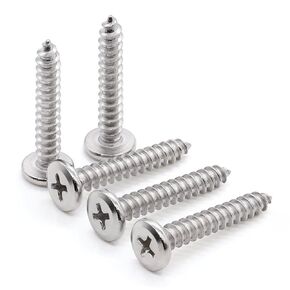 Glvaner M4 x 40mm (60 pcs) Stainless Steel Flat Round Head Phillips Drive Self Tapping Screws, 304 Stainless Steel 18-8, Sheet Metal Screws, Wood Screws