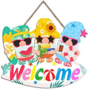COLOR VALLEY ART Welcome Sign for Front Door, Farmhouse Door Decor, Summer Decor, Beach Decorations for Home Coastal