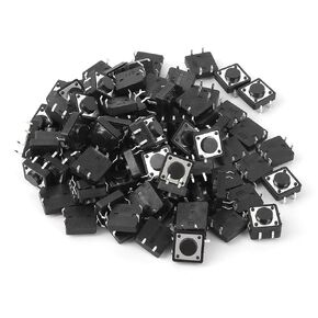 100pcs Momentary Tactile Push Button Switch, DC 12V 50mA Mini Self Resetting 4 Pin DIP Tack Switch for PCB Panel