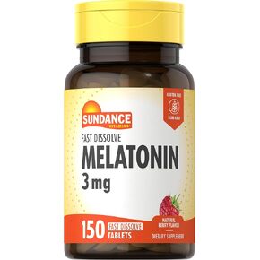 Sundance Melatonin Fast Dissolve | 3mg | 150 Fast Dissolve Tablets | Natural Berry Flavor | Vegetarian, Non-GMO, and Gluten Free Supplement