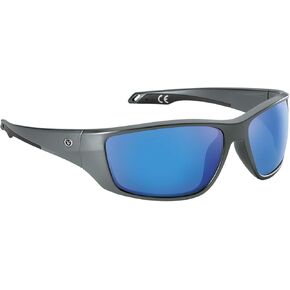 Flying Fisherman Carico Wrap-around Polarized Sunglasses, Matte Gray Frame/Smoke-Blue Mirror Lens, Medium