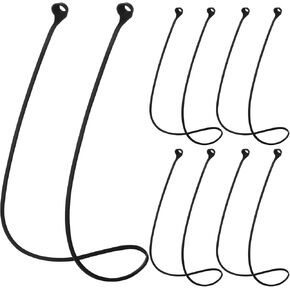 5 Pcs Earplug Lanyard Black Loop Link Connector Cord, Soft Flexible Silicone Lanyard Earphone Strap Works with Most Earplugs with Removable Tips Compatible