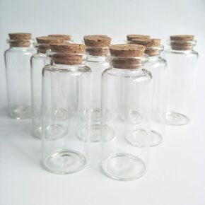 10Pcs 30x80mm(1.18x3.14inches) 40ml Mini Small Clear Wishing Bottle Glass Vial with Cork Stoppers Small Glass Bottles for Wedding favors