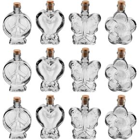 25Pcs Star Shape Glass Favor Jars with Cork Lids Empty Clear Jar Mini Clear Wishing Bottle Glass Vial with Stoppers for Sand Art, Message (Mixed Style)