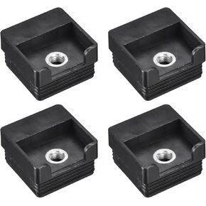 uxcell 4Pcs Inserts for Square Tubes with M10 Thread, for 1.97"x1.97" OD Square Tube, Black Plastic Plug Caster Insert Chair End Caps Furniture Leg Plug