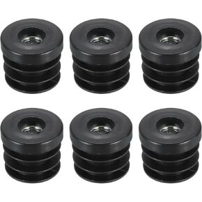 uxcell 6Pcs Inserts for Round Tubes with M10 Thread, for 38mm/1.5" OD Round Tube, Round Black Plastic Plug Caster Insert Chair End Caps Furniture Leg Plug