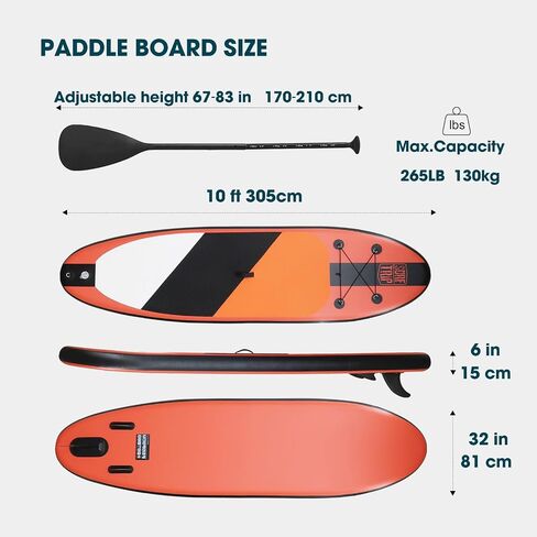 10' Inflatable Stand Up Paddle Board Extra Wide Paddle Boards with Adjustable Paddle,Backpack,Waterproof Bag Leash and Repair Kit for Youth & Adults in Saudi Arabia