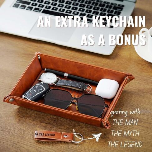 INNObeta Bonus Son Gifts Valet Tray from Step Dad, Step Mom, Desktop Storage Organizer PU Leather Bedside Tray Key Coin Holder for Birthday, Christmas - to My Bonus Son in Saudi Arabia