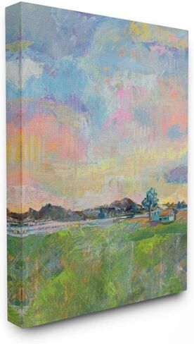Stupell Industries Spring Meadow Sky with Field House Pastel Painting, Designed by Jeanette Vertentes Art, 10x15, Wall Plaque in Saudi Arabia