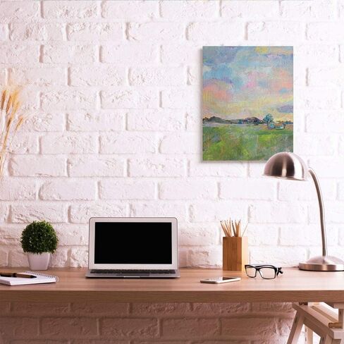 Stupell Industries Spring Meadow Sky with Field House Pastel Painting, Designed by Jeanette Vertentes Art, 10x15, Wall Plaque in Saudi Arabia