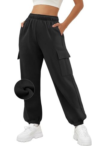 ATHMILE Womens Cargo Sweatpants Oversized Fleece Joggers Fall Fashion Outfits Y2k Clothes 2024 with Pockets in Kuwait