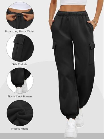 ATHMILE Womens Cargo Sweatpants Oversized Fleece Joggers Fall Fashion Outfits Y2k Clothes 2024 with Pockets in Kuwait