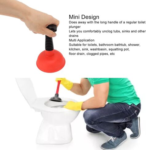 مكبس صغير، مقبض متعدد الأغراض غير قابل للانزلاق، تصميم مريح، مكبس كوب المرحاض الصغير لحوض الاستحمام (1) in Kuwait