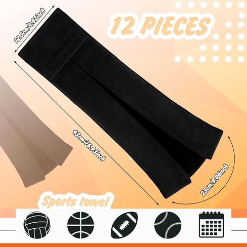 Buryeah 12 Pcs Football Field Towel Closed Loop Football Accessories Cotton Football Towel Sports Towel Sweat Towel with Hook and Loop Fastener for Football, Golf, Gym(Black) in Saudi Arabia