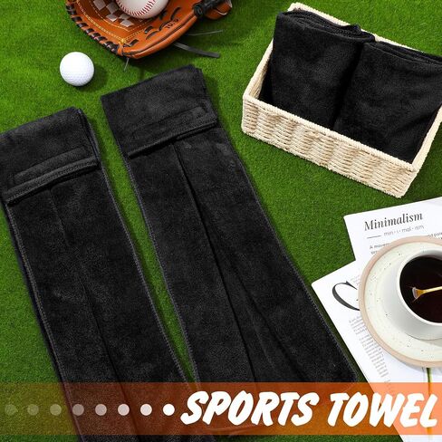 Buryeah 12 Pcs Football Field Towel Closed Loop Football Accessories Cotton Football Towel Sports Towel Sweat Towel with Hook and Loop Fastener for Football, Golf, Gym(Black) in Saudi Arabia
