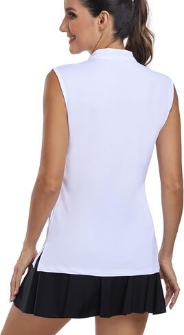 Aranmei Women's Sleeveless Golf Tennis Activewear Polo V Neck Shirts Workout Quick Dry Collarless Tank Tops (2 Pack, S-XL) in Saudi Arabia