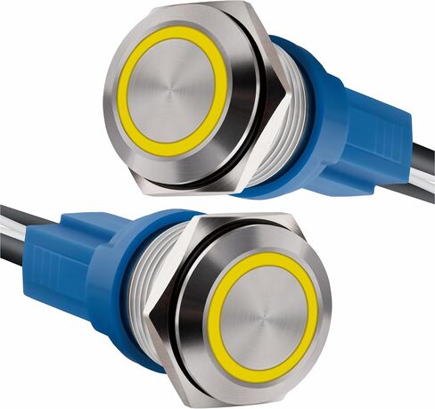 مفتاح زر ضغط LED 16 مم 12-24 فولت تيار مستمر 20 أمبير 1NO تشغيل/إيقاف لثقب تركيب 0.63 بوصة مع مقبس سلك (2، أخضر، 16 مم) in Saudi Arabia