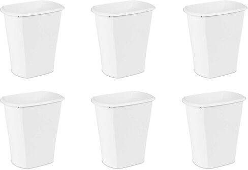 سلة مهملات مستطيلة سعة 5.5 جالون من ستيريليت، سلة قمامة متوسطة الحجم مفتوحة من الأعلى للحمام أو غرفة النوم أو المكتب، بيضاء، 12 عبوة in Kuwait