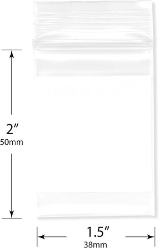 Plymor 1.5" x 2" (Pack of 100), 2 Mil with White-Block Zipper Reclosable Plastic Bags in Saudi Arabia