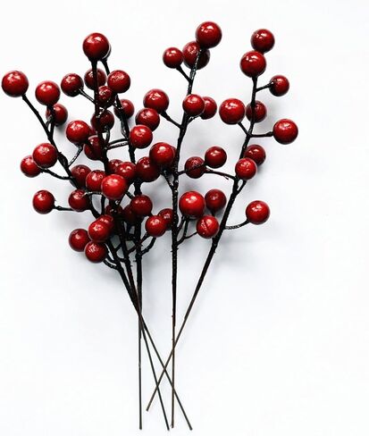 Pack of 10 Christmas Decor Red Artificial Berry Stems Holly Christmas Berries Tree Decorations Crafts for Festival Holiday and Home Decor Festive Party Shopping Malls Dress Up in Saudi Arabia