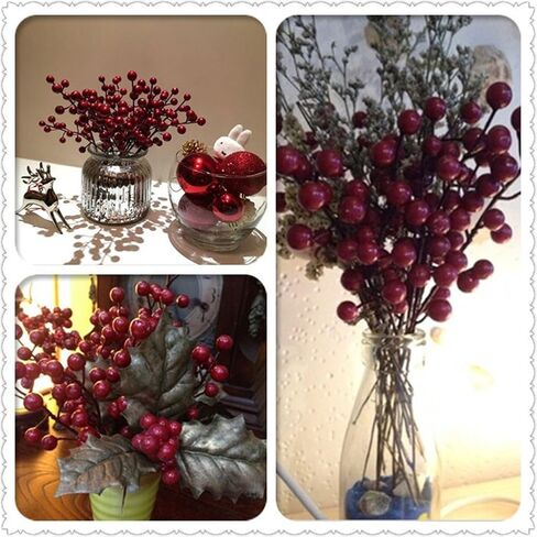 Pack of 10 Christmas Decor Red Artificial Berry Stems Holly Christmas Berries Tree Decorations Crafts for Festival Holiday and Home Decor Festive Party Shopping Malls Dress Up in Saudi Arabia