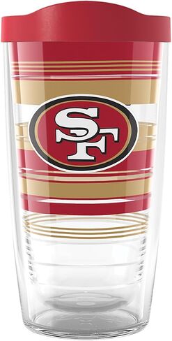 Tervis NFL San Francisco 49ers - Hype Stripes صنع في الولايات المتحدة الأمريكية كوب سفر معزول بجدار مزدوج يحافظ على المشروبات باردة وساخنة، 16oz، كلاسيكي in Kuwait