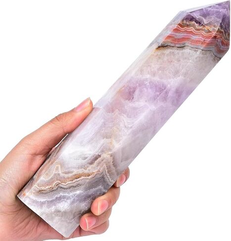 Purple Amethyst Agate Stone Tower Obelisk Large Healing Crystal Rock Point Wand Reiki Healing Gifts 1.7-2.2 LBS in Saudi Arabia