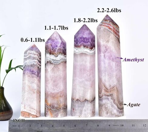 Purple Amethyst Agate Stone Tower Obelisk Large Healing Crystal Rock Point Wand Reiki Healing Gifts 1.7-2.2 LBS in Saudi Arabia