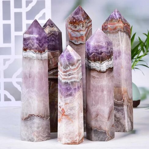 Purple Amethyst Agate Stone Tower Obelisk Large Healing Crystal Rock Point Wand Reiki Healing Gifts 1.7-2.2 LBS in Saudi Arabia